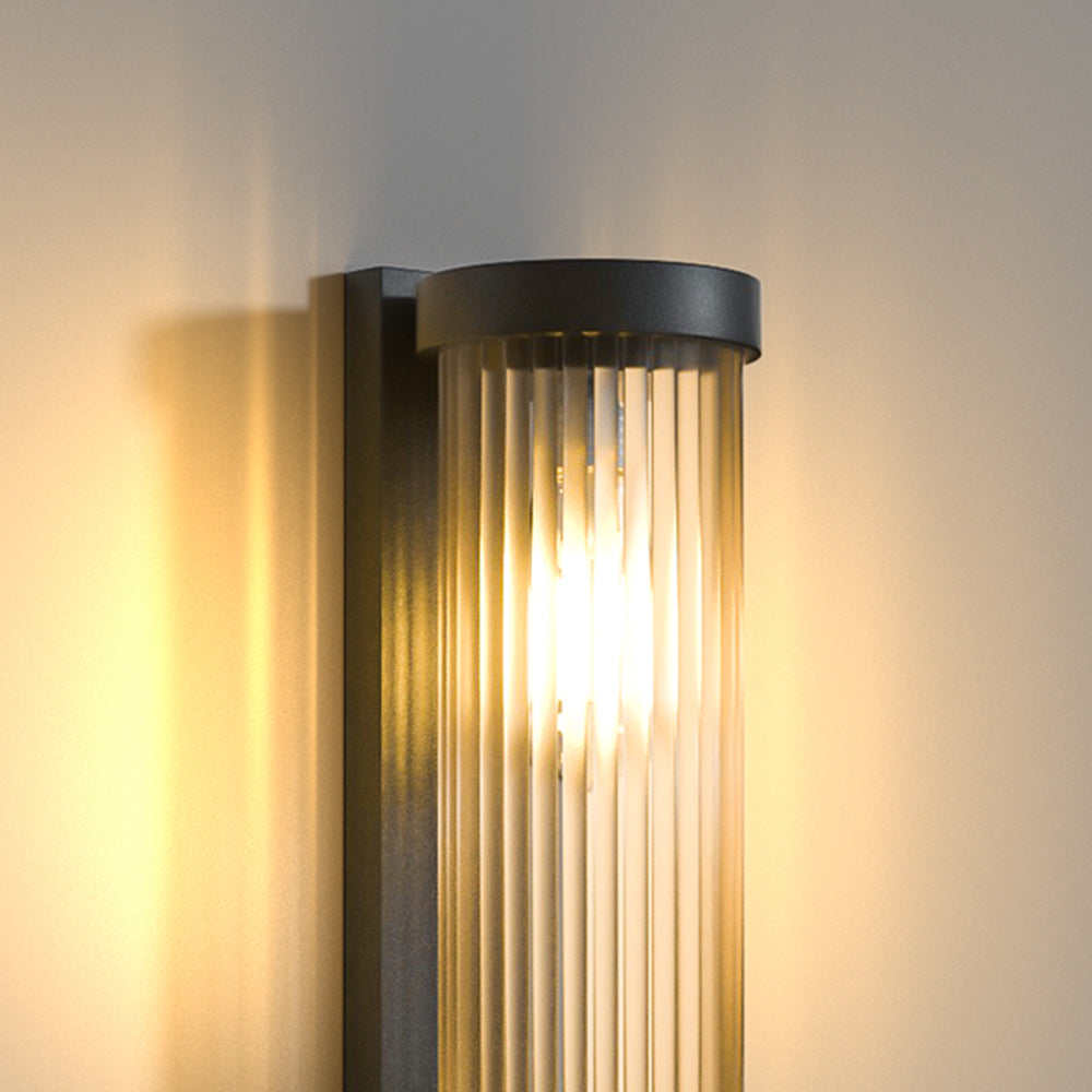 Wall Lamp | Metal & Glass | Solar Powered Cylindrical | Outdoor Use