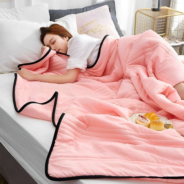 Cooling Blanket | Cooling Fabric & Polyester Blend | Pleated Texture | Bedroom Comfort