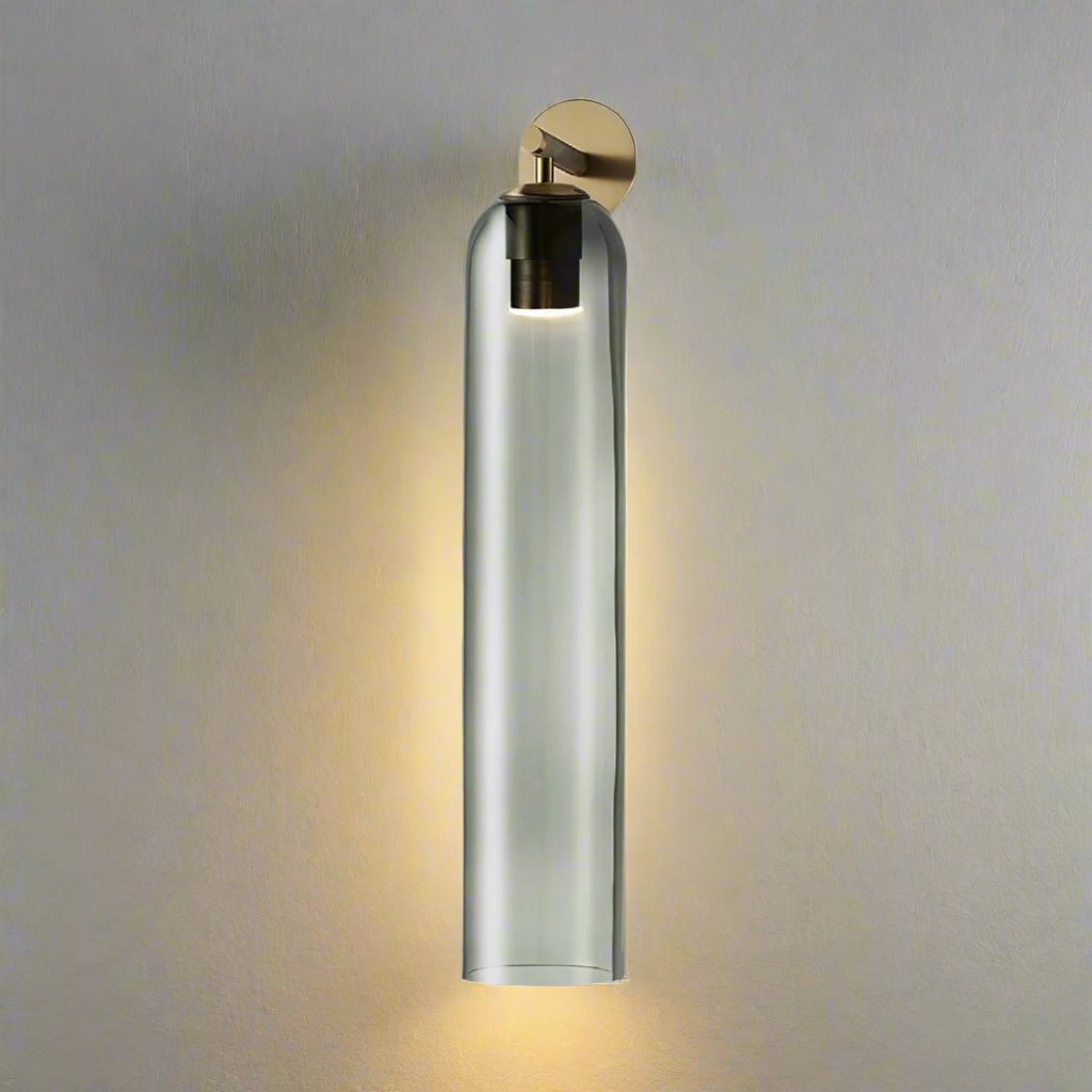 Modern Glass Wall Sconce – Minimalist Tubular Light Fixture for Ambient Home Lighting