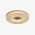 Ceiling Light | Crystal & Metal | Textured Rim Circular Form | Contemporary Living Room