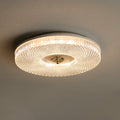 Ceiling Light | Crystal & Metal | Textured Rim Circular Form | Contemporary Living Room