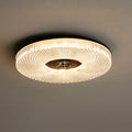 Ceiling Light | Crystal & Metal | Textured Rim Circular Form | Contemporary Living Room