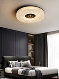 Ceiling Light | Crystal & Metal | Textured Rim Circular Form | Contemporary Living Room