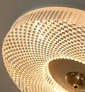 Ceiling Light | Crystal & Metal | Textured Rim Circular Form | Contemporary Living Room