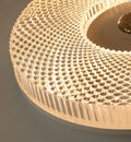 Ceiling Light | Crystal & Metal | Textured Rim Circular Form | Contemporary Living Room