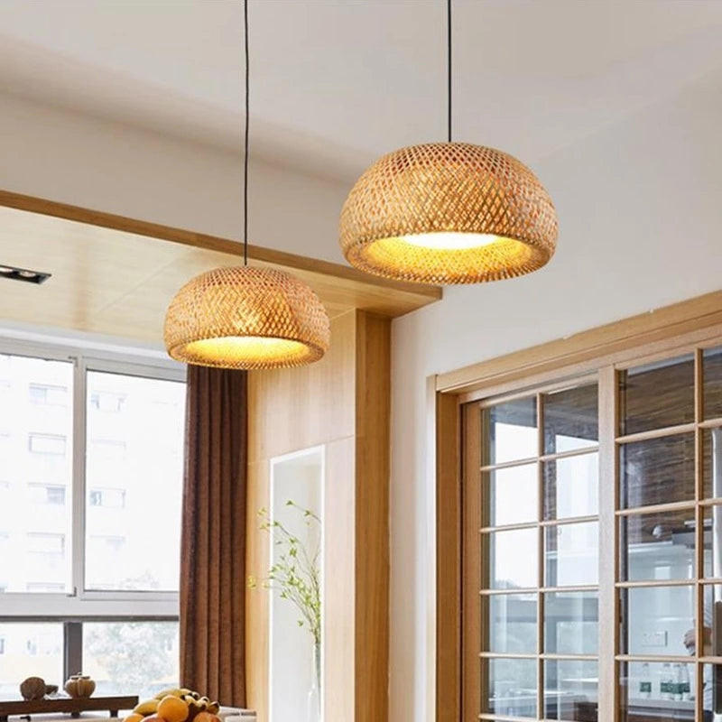 Handcrafted Bamboo Pendant Light - Modern Rustic Bohemian Ceiling Fixture