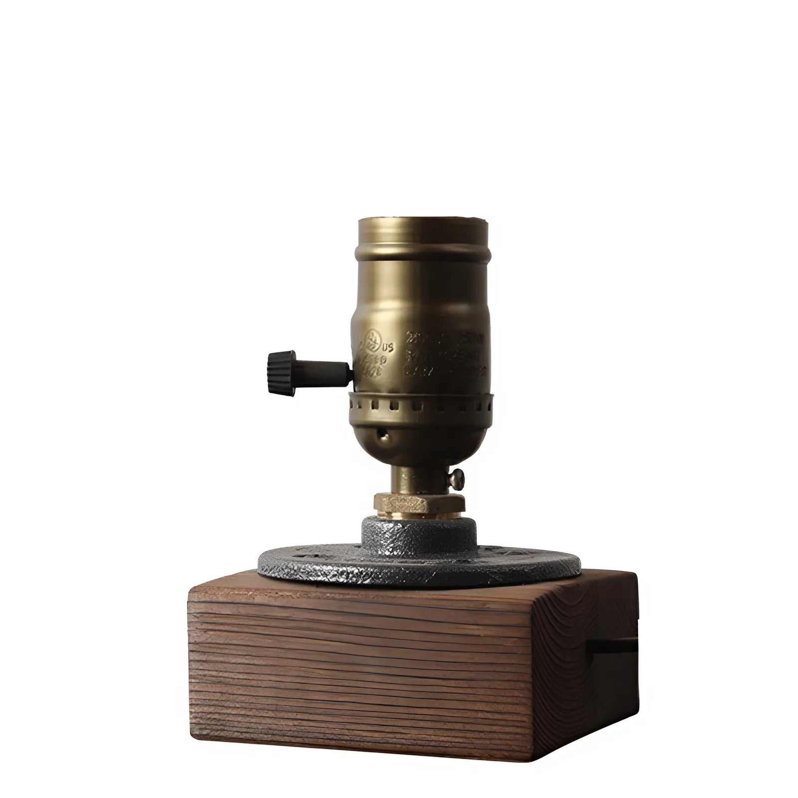 Table Lamp | Wood & Brass | Exposed Edison Bulb | Living Room Accent