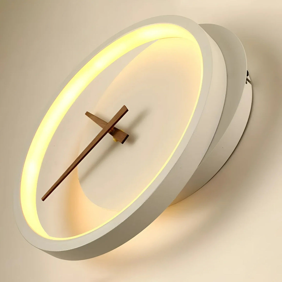 Wall Clock | Matte Black Metal & Wood | Circular LED Illumination | Living Room Accent