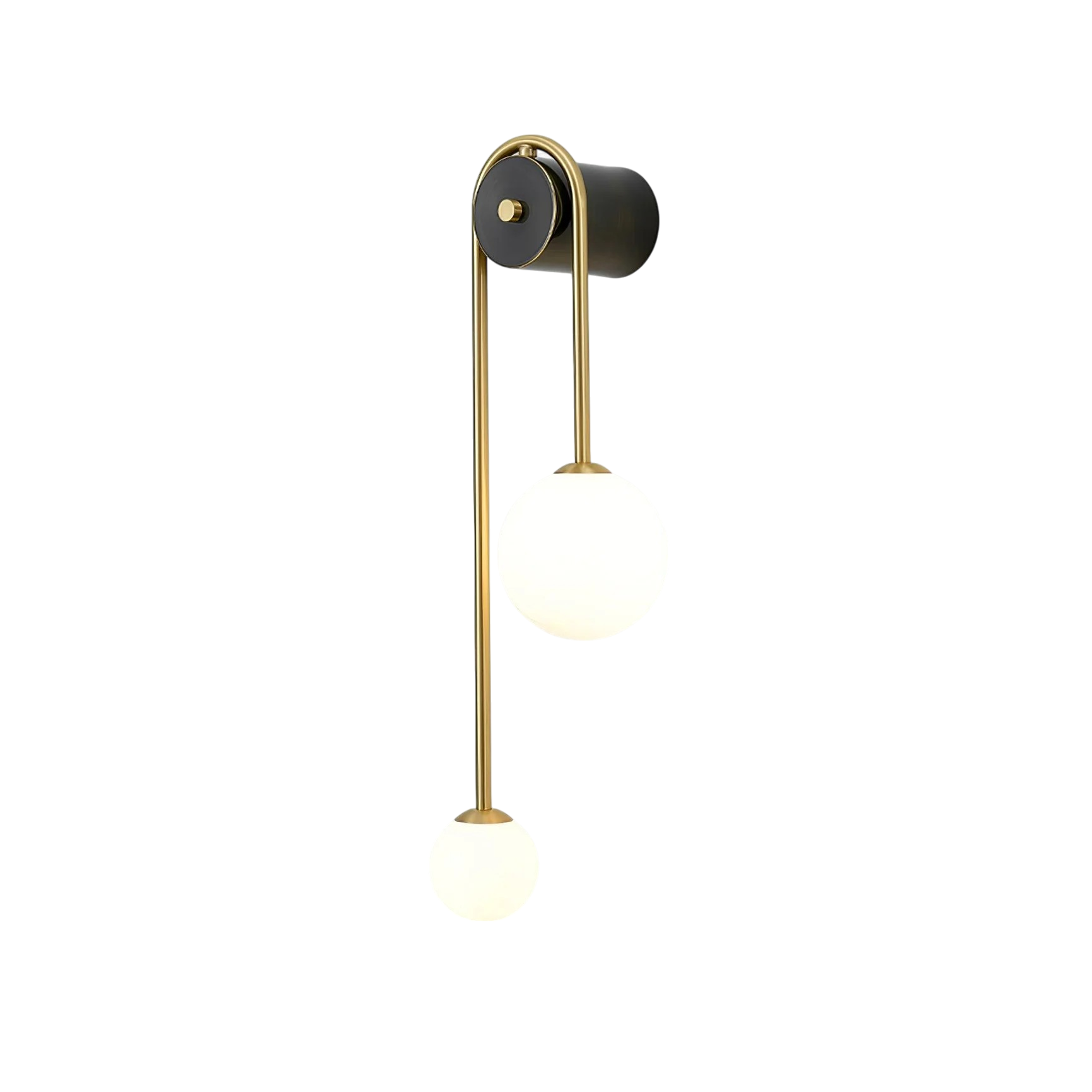 Wall Lamp | Brushed Brass & Opaque Glass | Double Globe Design | Living Room Accent