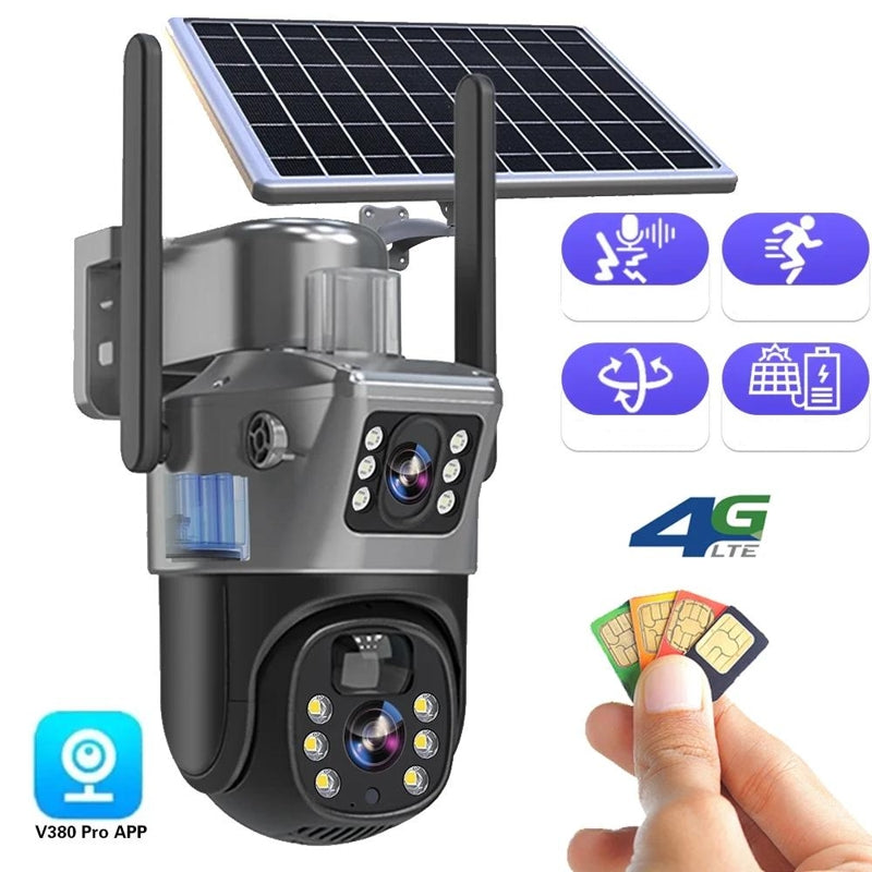 Solar-Powered 4K Security Camera with Dual-Lens & 360° App Control