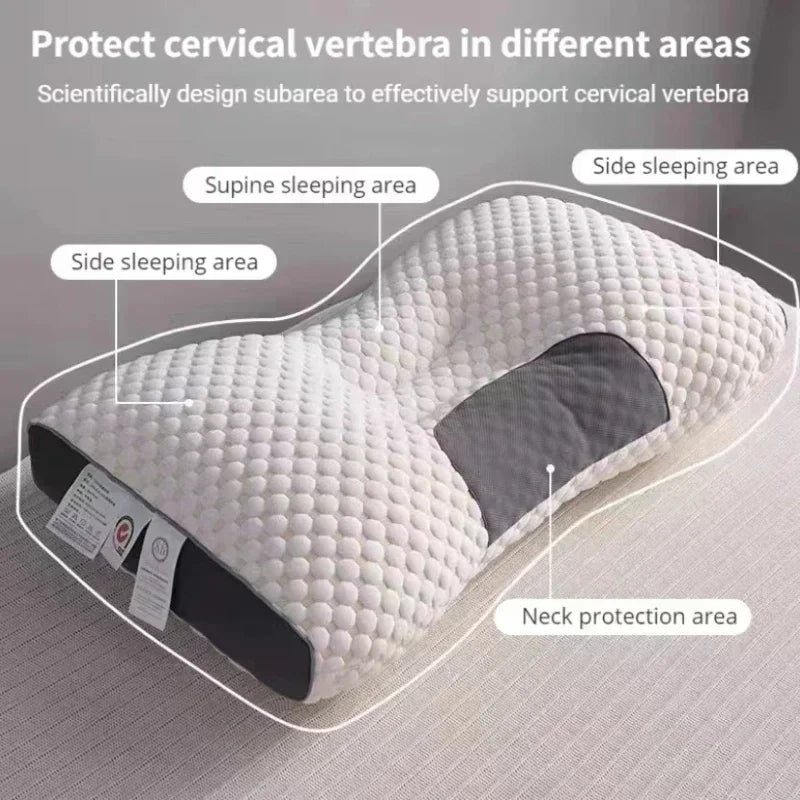 Ergonomic Neck Support Pillow with Massage Function and Breathable Soyafiber
