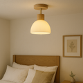Ceiling Light | Wood & Textured Glass | Ribbed Texture | Living Room Accent