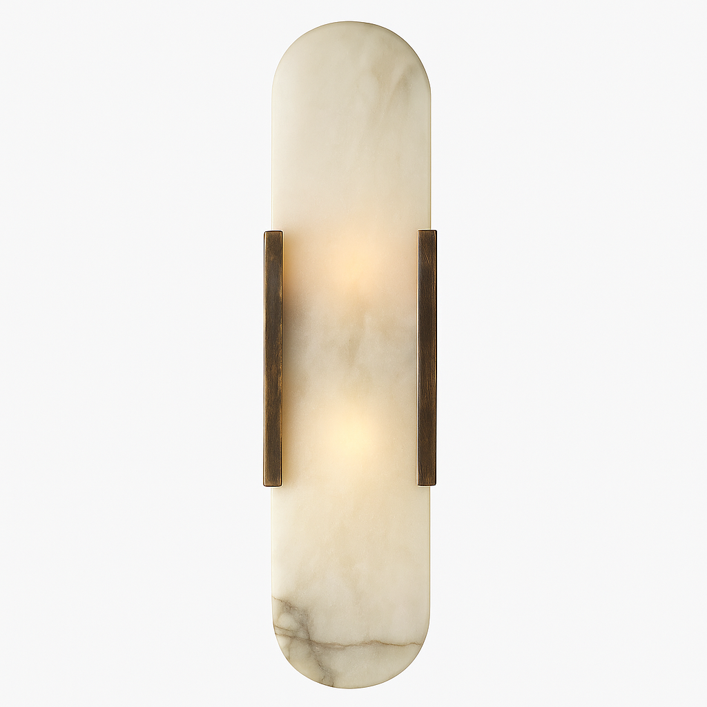 Wall Sconce | Marble & Antique Brass | Oval Marble Diffuser | Living Room Accent
