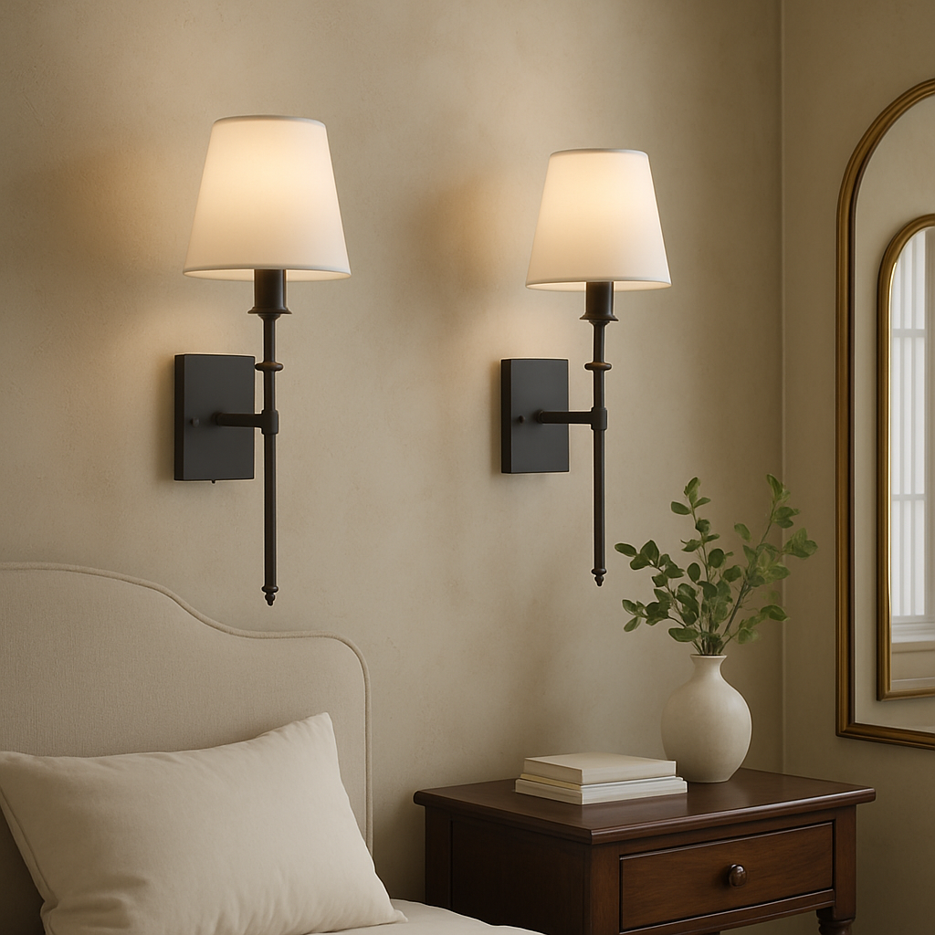 Wall Sconce | Matte Metal & Linen Shade | Rechargeable Wireless | Living Room Accent