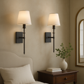 Wall Sconce | Matte Metal & Linen Shade | Rechargeable Wireless | Living Room Accent