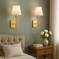 Wall Sconce | Matte Metal & Linen Shade | Rechargeable Wireless | Living Room Accent