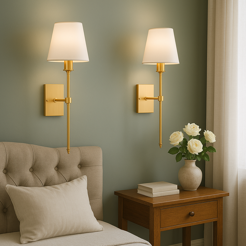 Wall Sconce | Matte Metal & Linen Shade | Rechargeable Wireless | Living Room Accent
