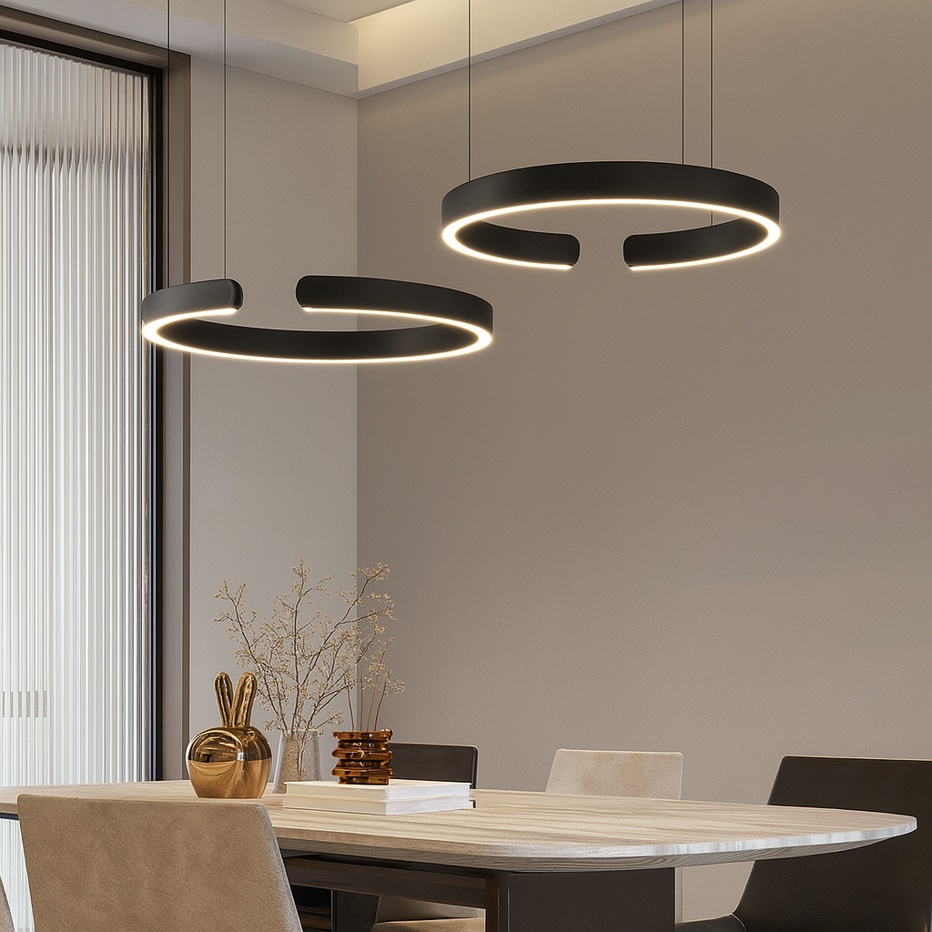Pendant Lamp | Brushed Metal & Polished Metal | Circular Silhouette | Urban Living Space