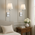 Wall Sconce | Matte Metal & Linen Shade | Rechargeable Wireless | Living Room Accent