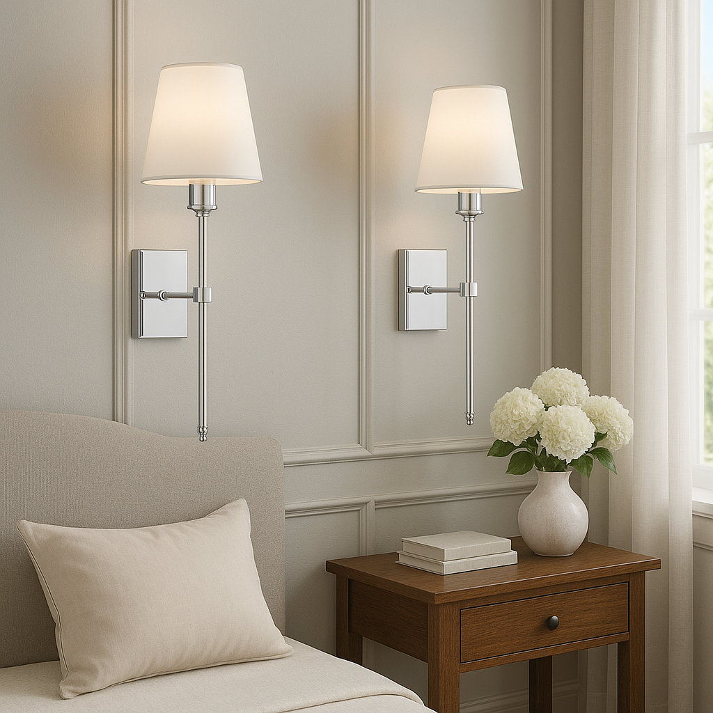 Wall Sconce | Matte Metal & Linen Shade | Rechargeable Wireless | Living Room Accent