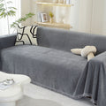 Blanket | Chenille | Herringbone Pattern & Tassel Edges | Living Room Accent