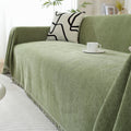 Blanket | Chenille | Herringbone Pattern & Tassel Edges | Living Room Accent
