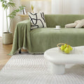 Blanket | Chenille | Herringbone Pattern & Tassel Edges | Living Room Accent