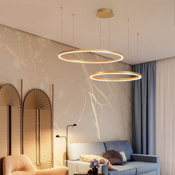 Modern Minimalist Dual-Ring Pendant Light with Dimmable Elegance