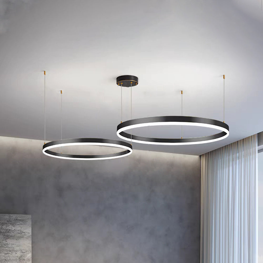 Modern Minimalist Dual-Ring Pendant Light with Dimmable Elegance