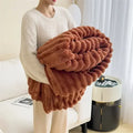 Throw Blanket | Plush Polyester | Ribbed Texture Soft Feel | Living Room Comfort