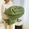 Throw Blanket | Plush Polyester | Ribbed Texture Soft Feel | Living Room Comfort