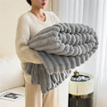 Throw Blanket | Plush Polyester | Ribbed Texture Soft Feel | Living Room Comfort