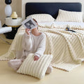 Throw Blanket | Plush Polyester | Ribbed Texture Soft Feel | Living Room Comfort