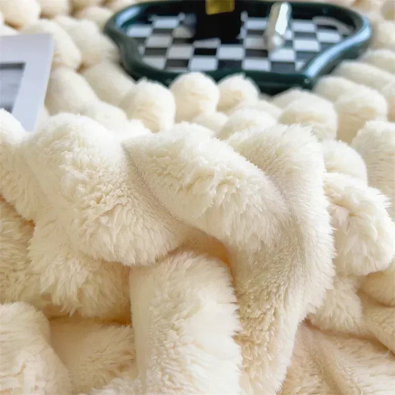 Throw Blanket | Plush Polyester | Ribbed Texture Soft Feel | Living Room Comfort