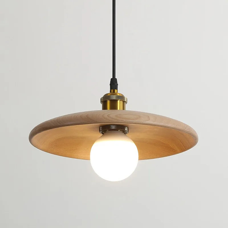 Minimalist Wood Grain Pendant Light with Sleek Dome Design