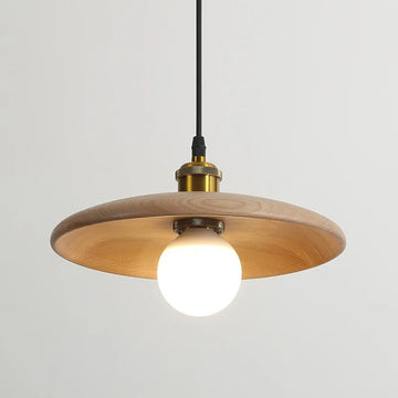 Minimalist Wood Grain Pendant Light with Sleek Dome Design