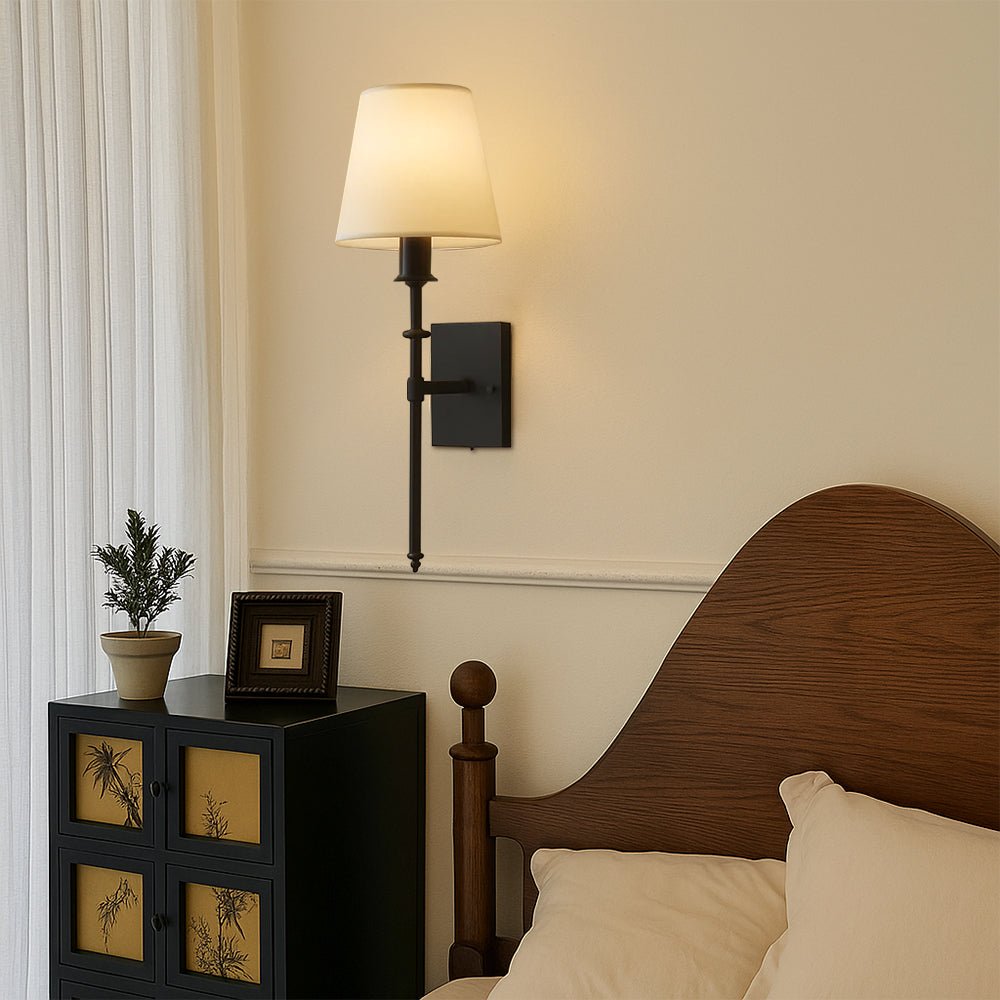 Wall Sconce | Matte Metal & Linen Shade | Rechargeable Wireless | Living Room Accent