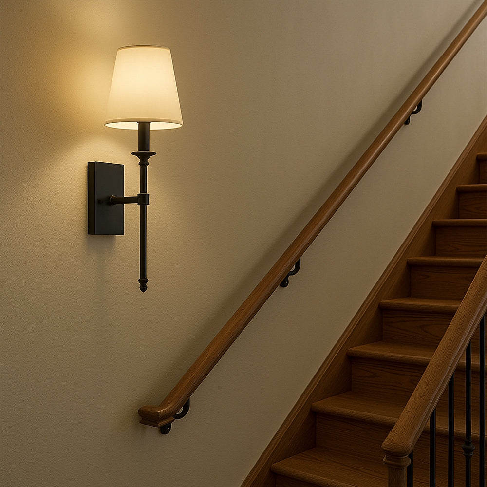 Wall Sconce | Matte Metal & Linen Shade | Rechargeable Wireless | Living Room Accent