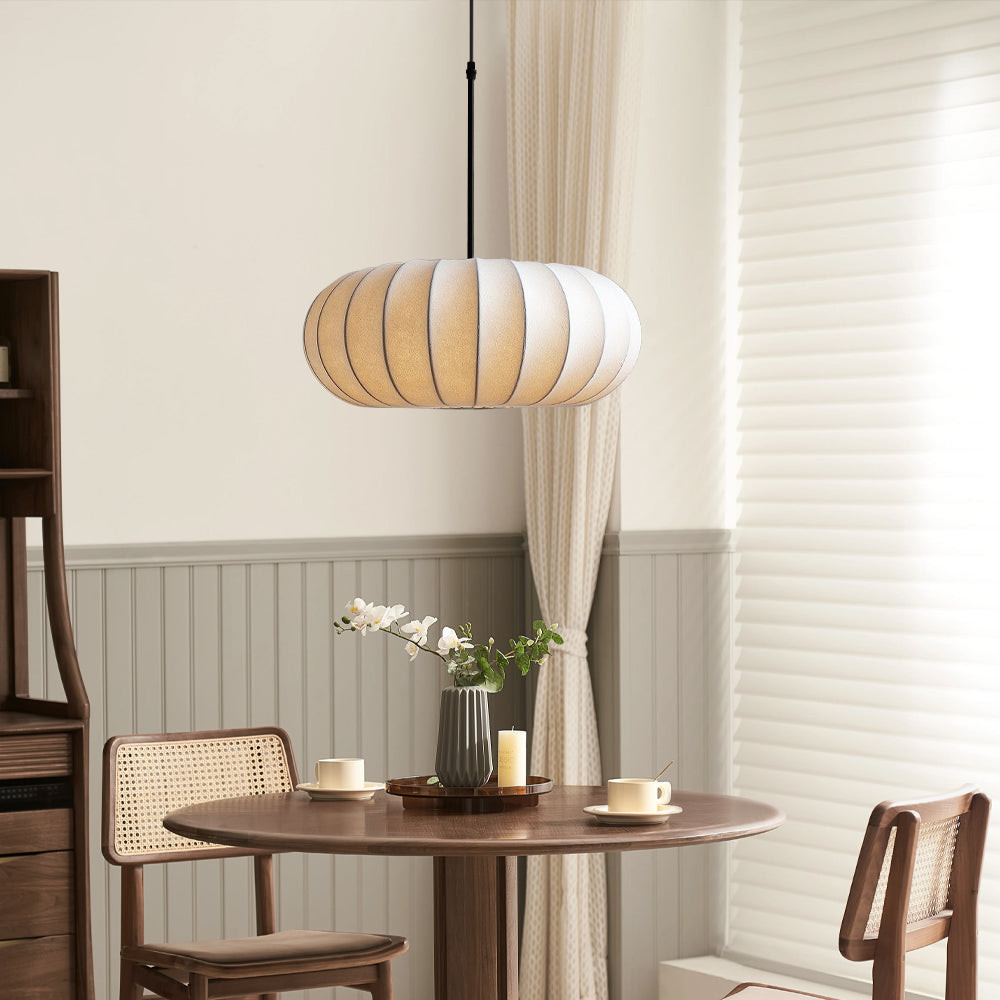 Pendant Lamp | Silk & Metal | Soft Ambient Lighting | Living Room Accent