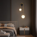 Wall Lamp | Brushed Brass & Opaque Glass | Double Globe Design | Living Room Accent