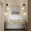 Wall Lamp | Brushed Brass & Opaque Glass | Double Globe Design | Living Room Accent