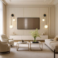 Wall Lamp | Brushed Brass & Opaque Glass | Double Globe Design | Living Room Accent