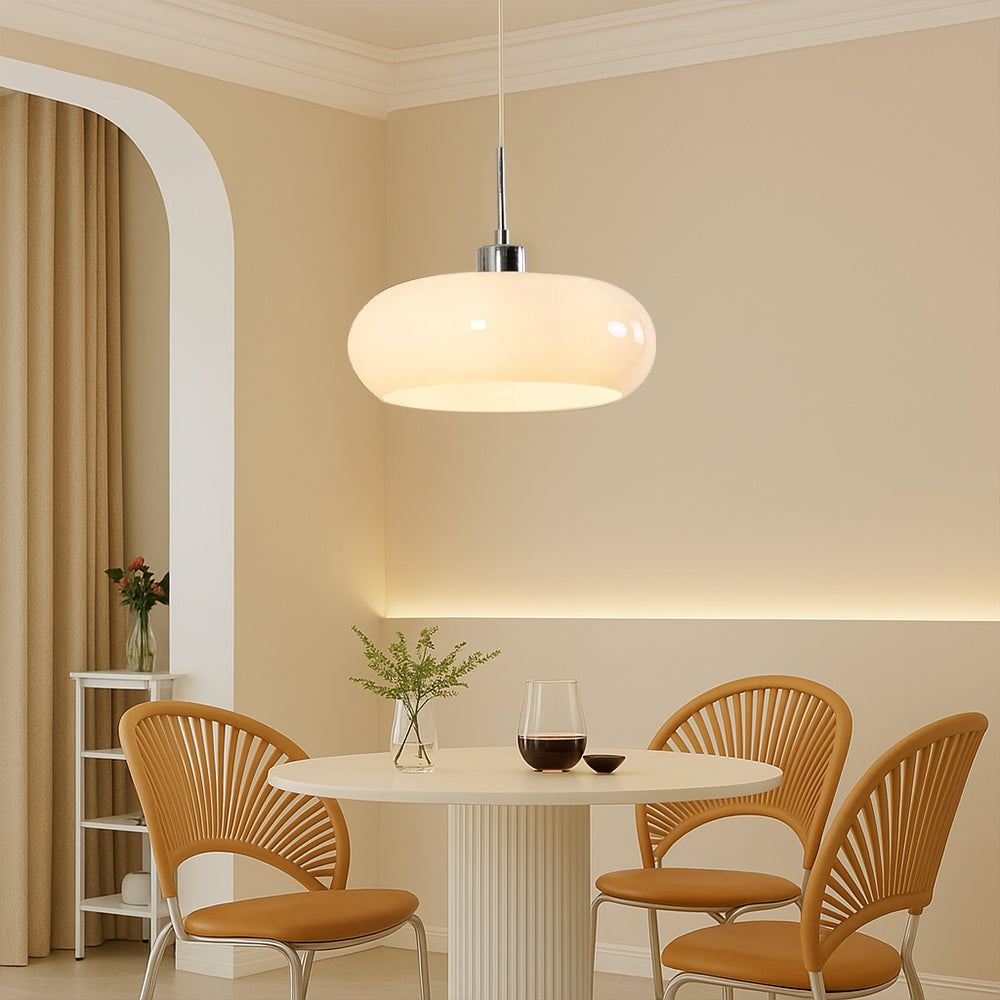 Pendant Light | Amber Glass & Polished Metal | Minimalist Silhouette | Cozy Interiors