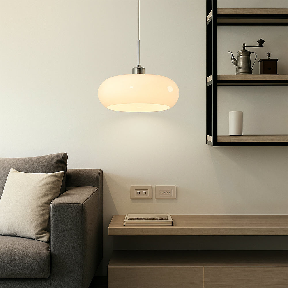Pendant Light | Amber Glass & Polished Metal | Minimalist Silhouette | Cozy Interiors