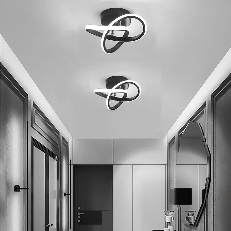 Modern LED Ceiling Light with Sculptural Loop Design – Iron & Acrylic Flush Mount