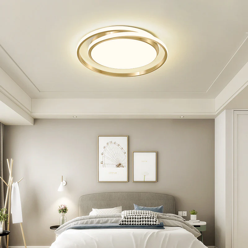 Ceiling Light | Brushed Gold Iron & Acrylic | Circular LED Design | Living Room