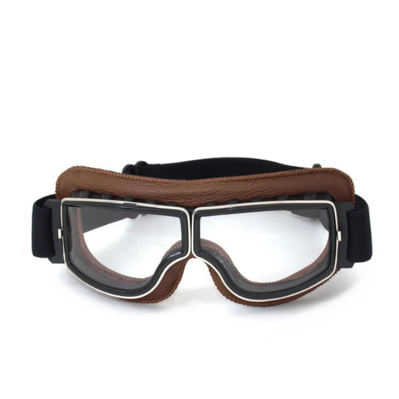 Vintage Leather Motorcycle Goggles with Shatterproof Lenses - RiderEdge