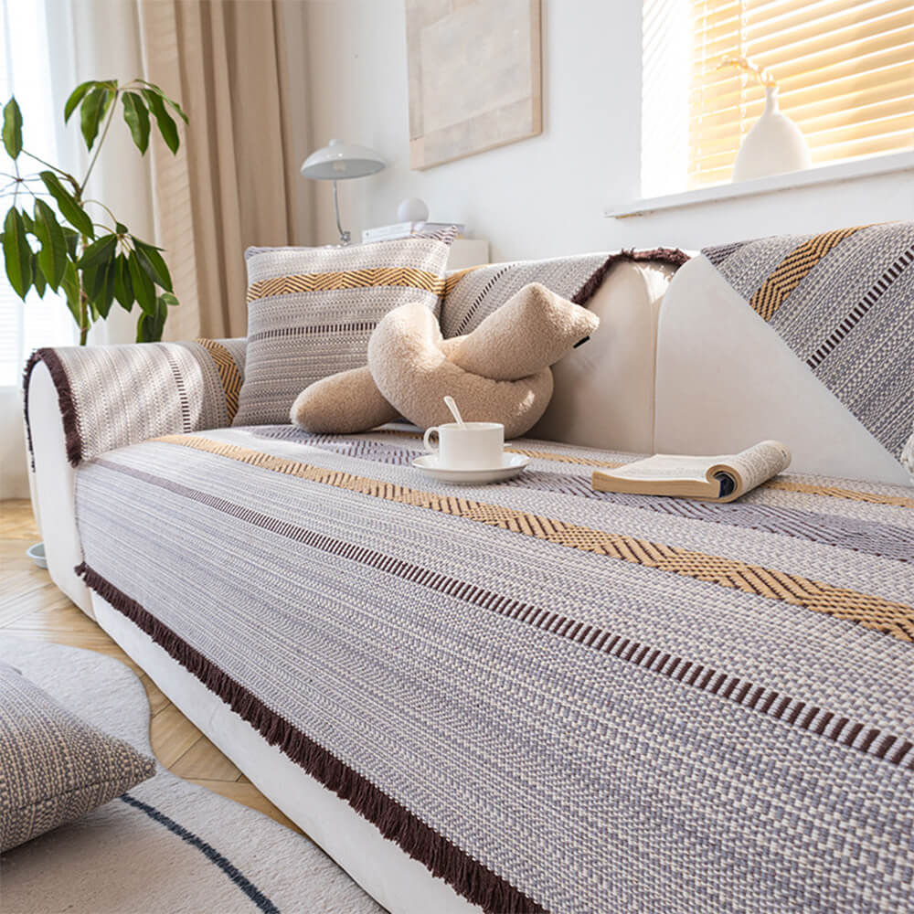 Couch Cover | Cotton & Linen | Textured Weave | Living Room Cozy