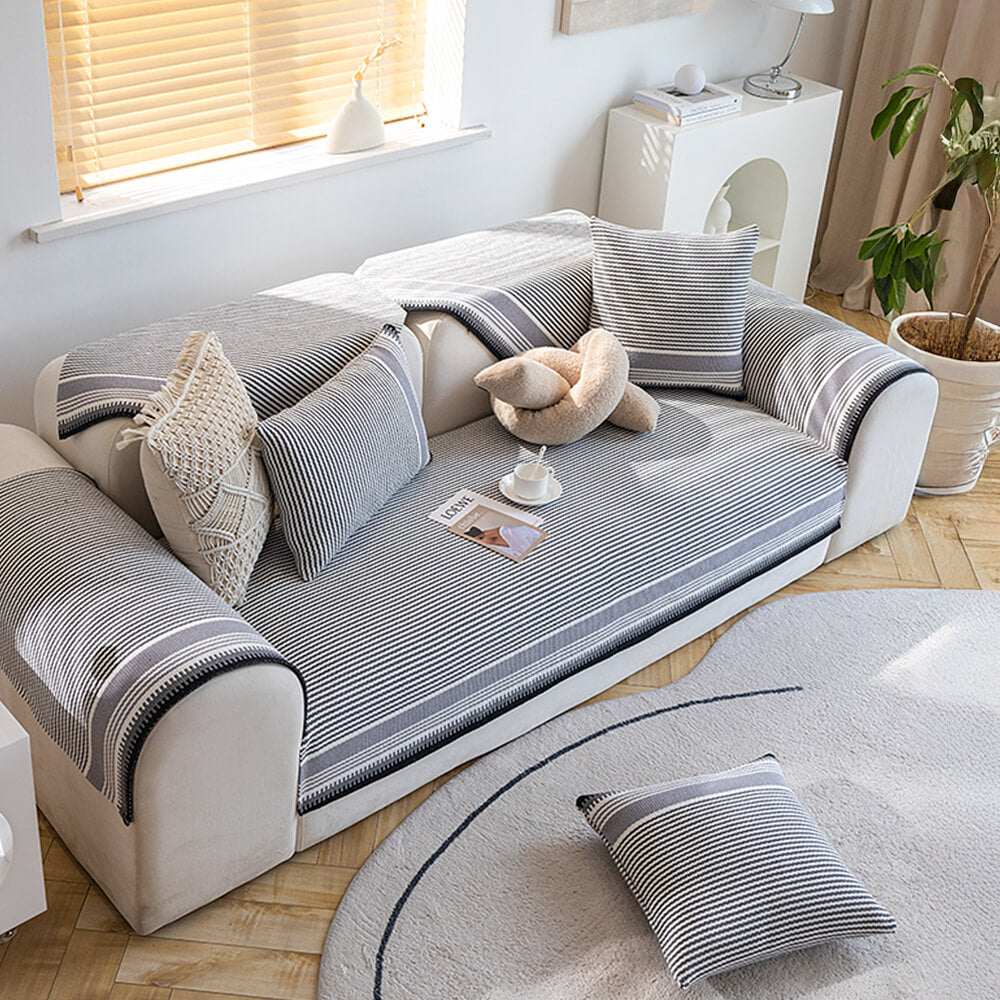 Couch Cover | Cotton & Linen | Textured Weave | Living Room Cozy