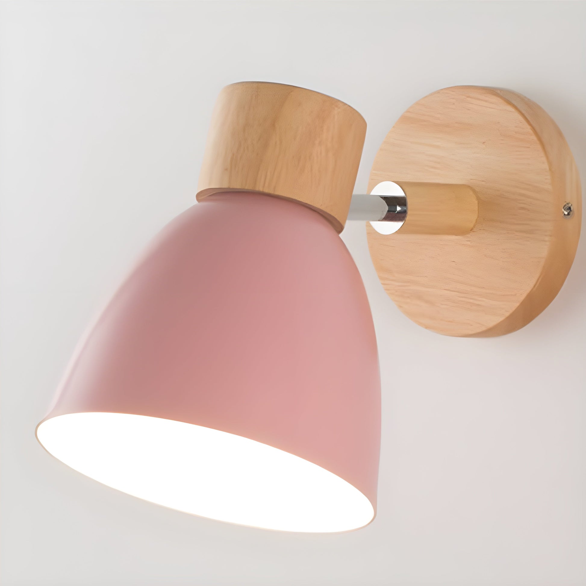 Wall Lamp | Natural Wood & White Matte Finish | Adjustable Shade | Living Room Accent